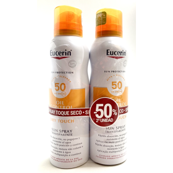 Eucerin Sun FPS50+|Spray Transparent Dry Touch|Protector Solar.- 200 ml Pack 2Un. (Total 400 ml)