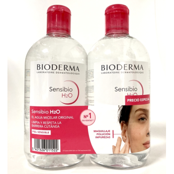 Bioderma Sensibio H2O Agua Micelar Limpia y Desmaquilla 500ml.-Pack 2Un.